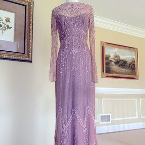 Reem Acra intricately beaded lavender Evening Gown-6/8